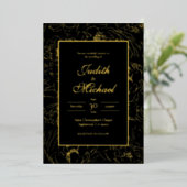 Black Gold Deluxe Soirée Mariage Foil Invitation (Debout devant)