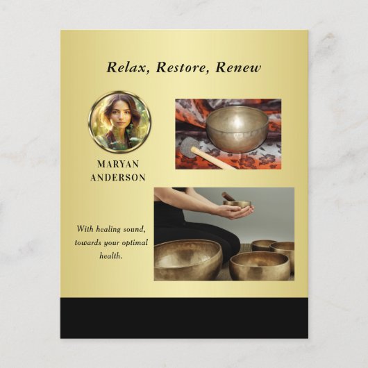 Black & gold design, Logo or Photo in gold circle, Flyer (Voorkant)