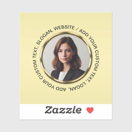 Black & gold design, Logo or Photo in gold circle, Sticker (Vel)