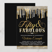 Black Gold Diamond Drip Fabulous 50 verjaardagsfee Kaart (Voorkant / Achterkant)