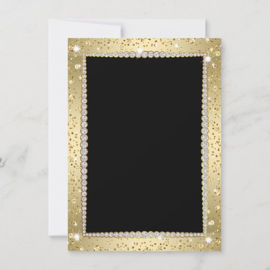 Black Gold Diamond Fabulous 50 Verjaardag Uitnodig Kaart (Achterkant)
