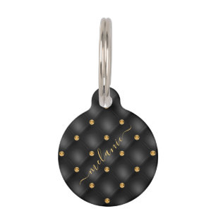 Black Gold Diamond Pet ID Tag met aangepaste naam Huisdierpenning