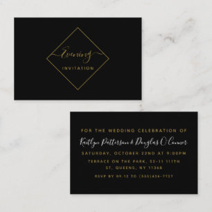 Black & Gold Diamond Soirée Invitation de billet