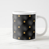 Black Gold Diamond Tufted Nom personnalisé Mug (Droite)