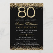 Black Gold Diamonds 80th Birthday Party Invitation (Devant)