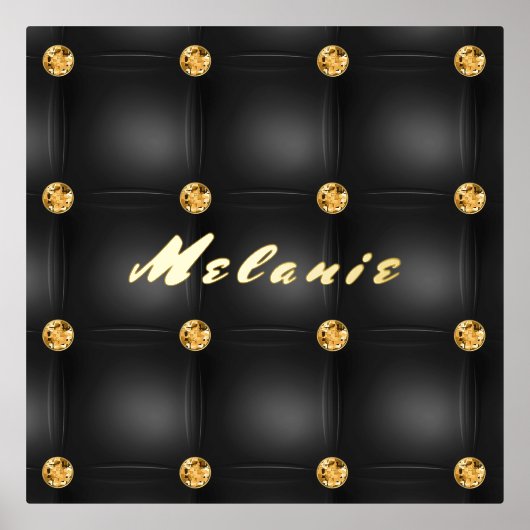 Black Gold Diamonds Foil Imprimer Poster Nom perso (Recto)