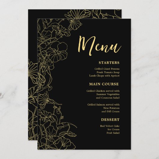 Black Gold Dinner Menu (Voorkant / Achterkant)