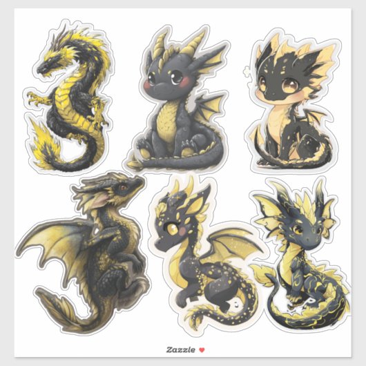 Black & Gold Dragons Custom-Cut Vinyl Sticker (Vel)