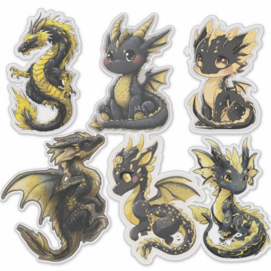 Black & Gold Dragons Custom-Cut Vinyl Sticker (Devant)