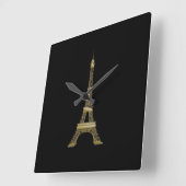 Black & Gold Eiffeltowerwandklep Vierkante Klok (Hoek)