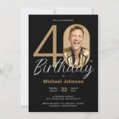 Black Gold Elegant 40e invitation anniversaire (Devant)