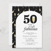 Black Gold Elegant 50 Fabuleux Invitation Annivers (Devant)