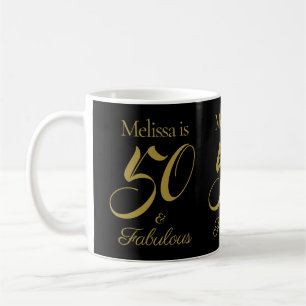 Black Gold Elegant 50 & Fabulous 50th Birthday Koffiemok