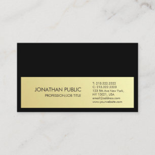 Black Gold Elegant Artistic Plain Professional Visitekaartje