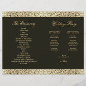 Black Gold Elegant  Floral Wedding Programme (Achterkant)