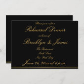 Black Gold Élégant Mariage Invitations (Devant / Derrière)