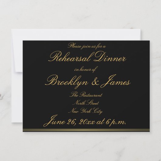 Black Gold Élégant Mariage Invitations (Devant)