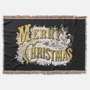 Black Gold Elegant Merry-kerstreces  Deken