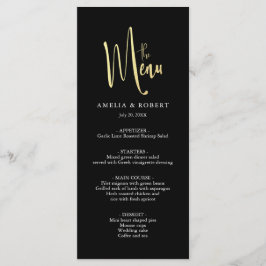 Black Gold Elegant Modern Simple Wedding Menu