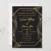 Black & Gold Elegant Wedding Invitation (Devant)