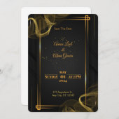 Black & Gold Elegant Wedding Invitation (Devant / Derrière)