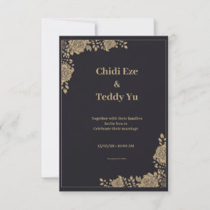 Black & Gold Elegant Wedding Invitation