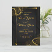 Black & Gold Elegant Wedding Invitation (Debout devant)