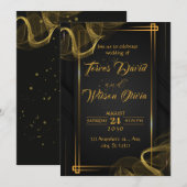 Black & Gold Elegant Wedding Invitation (Devant / Derrière)