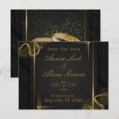 Black & Gold Elegant Wedding Invitation (Devant / Derrière)