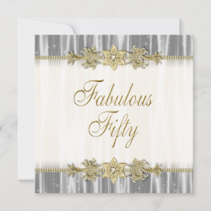 Black Gold Elegant Womans 50th Birthday Party Kaart