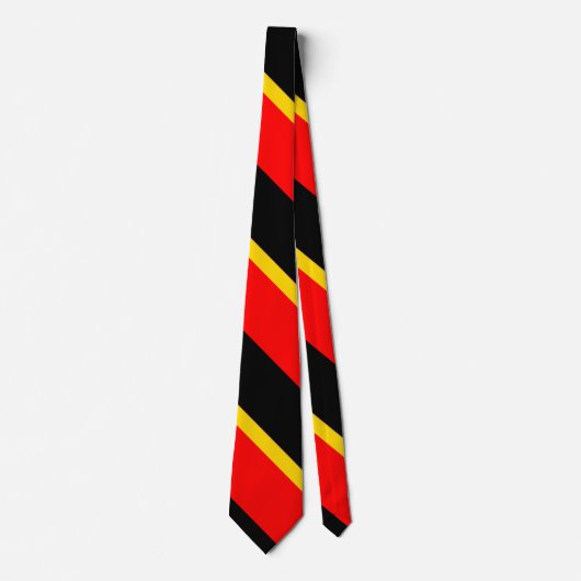 Black Gold en Red Broad University Stripe Stropdas (Voorkant)