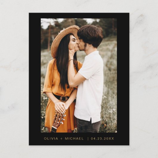 Black Gold Enregistrer la date Carte postale Photo (Devant)