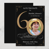 Black Gold Enterprise 60th Birthday Save the Date Kaart (Voorkant / Achterkant)