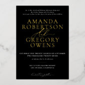 Black & Gold Et Script Élégant Mariage Invitation (Recto)