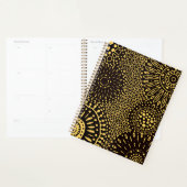 Black Gold Ethnic Floral Daily Planner Notebook (Devant avec enveloppe)