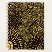 Black Gold Ethnic Floral Daily Planner Notebook (Devant)