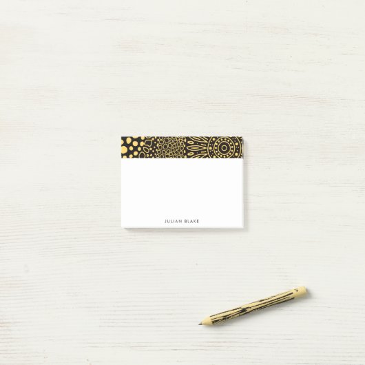 Black Gold Ethnic Floral Personalize Notes (Op bureau)
