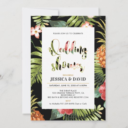 Black & Gold | Faire-part de douche de mariage d'é (Devant)