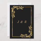 Black Gold Faire-part de mariage Golden Floral enc (Dos)