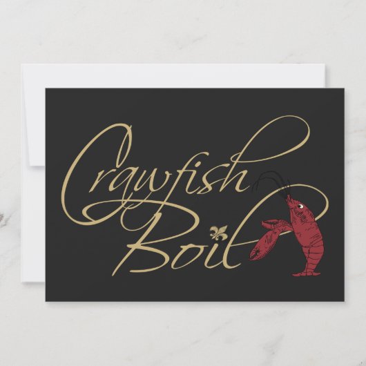 Black Gold Fancy Script Crawfish Boil Kaart (Voorkant)