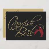 Black Gold Fancy Script Crawfish Boil Kaart (Voorkant / Achterkant)