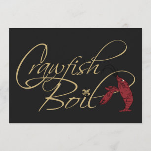 Black Gold Fancy Script Crawfish Boil Kaart