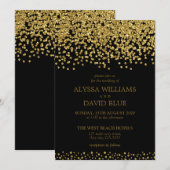 Black Gold Faux Foil Confetti Elegant Wedding Kaart (Voorkant / Achterkant)