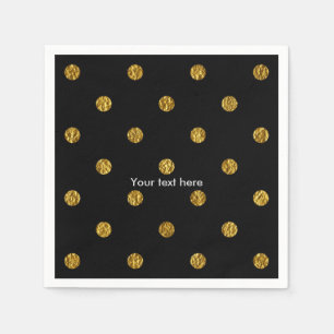 Black & Gold Faux Folie Polka Dots Party Servetten