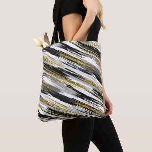 Black Gold Faux Glitter Modern Abstract Draagtas
