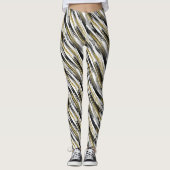 Black Gold Faux Glitter Modern Abstract Leggings (Voorkant)