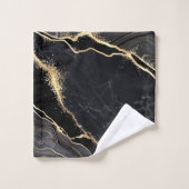 Black Gold Faux Marble Elegant Bad Handdoek (Wasdoekje)