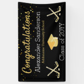 Black Gold-felicitatie Hockey Afstuderen banner (Verticaal)