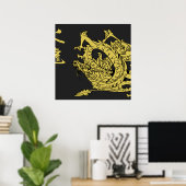 Black & Gold Fire Dragon 1.0 Posters (Bureau à domicile)