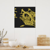 Black & Gold Fire Dragon 1.0 Posters (Cuisine)